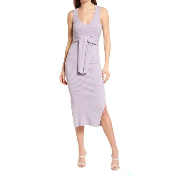 open lace back dress Lavender Rib-Knit Maxi-Dress main image 1